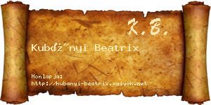 Kubányi Beatrix névjegykártya
