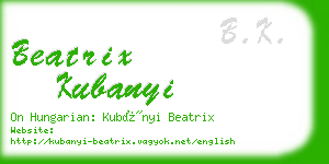 beatrix kubanyi business card